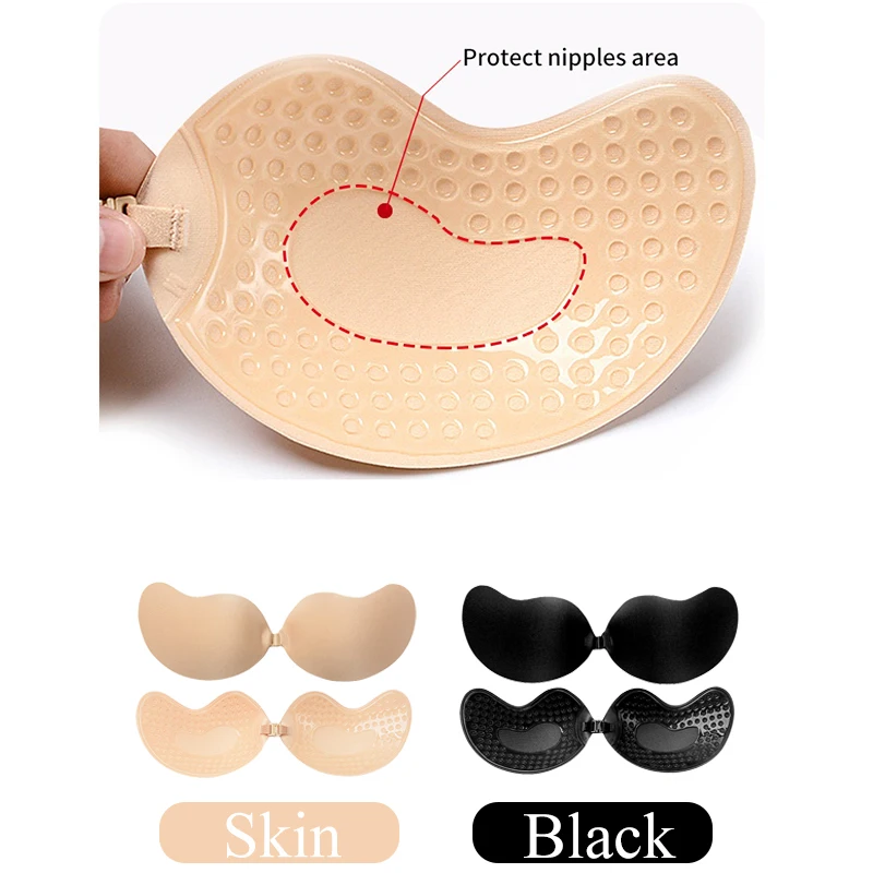 Adesivos de peito de silicone sem alças levantar sutiã nu feminino reutilizável push up adesivo pastoso sutiãs capa de mamilo lingerie estofamento