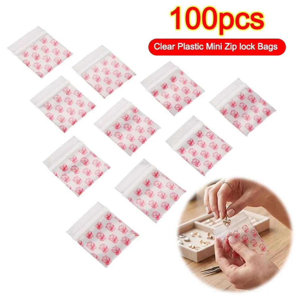 Cute Clear Plastic Mini Zip lock Bags Small Size Zipper Lock Valve Bags More Thicker Reusable Jewelry Bags Craft Supplies