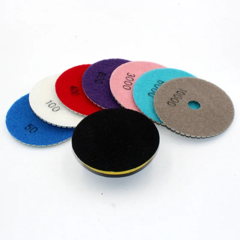 16PCS 4 Inch 100mm Diamond Wet Polishing Pads M14 Backing Pad Stone Marble Granite Grinding Polishing Disc Kit