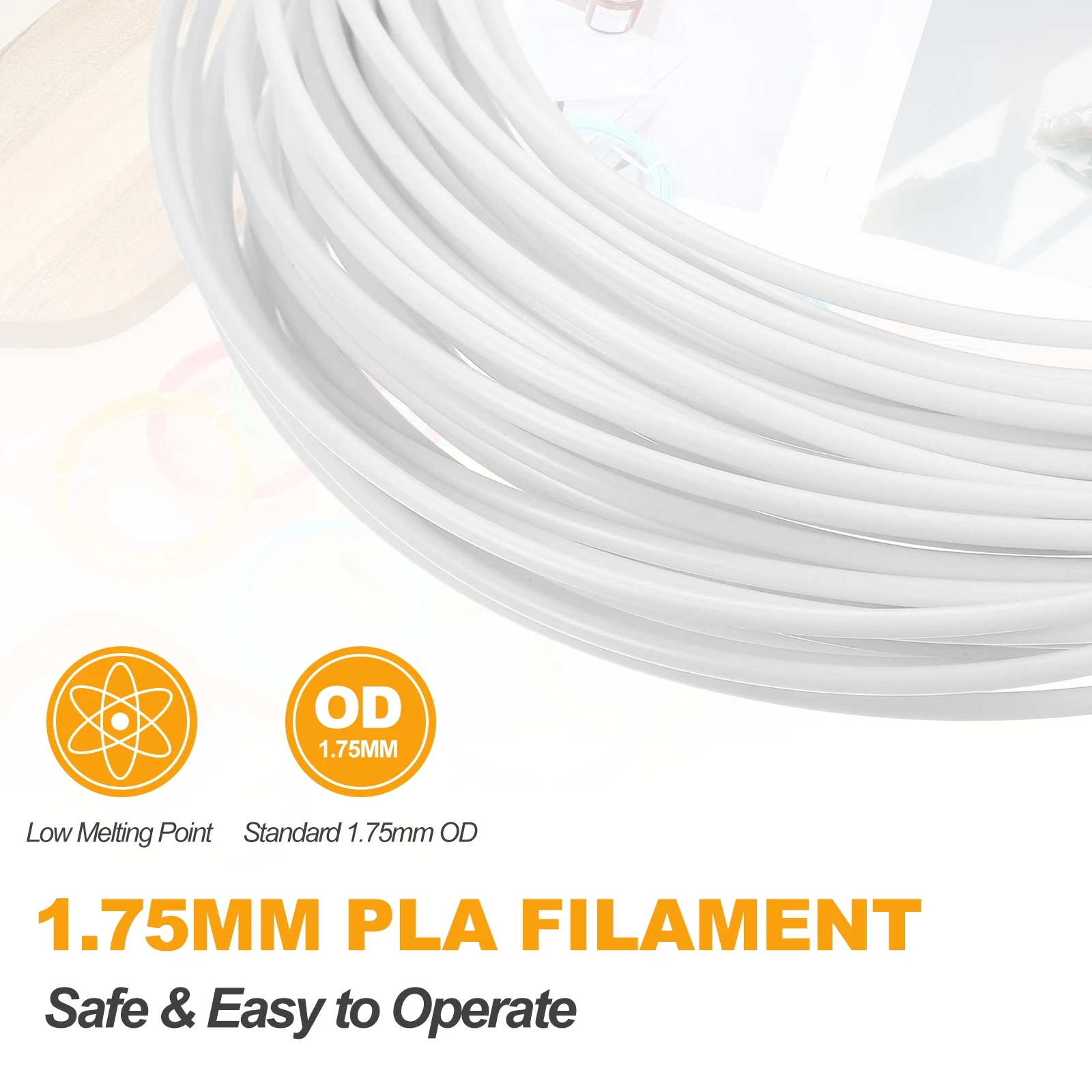 2Pcs 3D Pen Filament 1.75mm Dia 33ft Each Length PLA 3D Printing Pen Filament Refills for 1.75mm 3D Printing Pen Multicolors