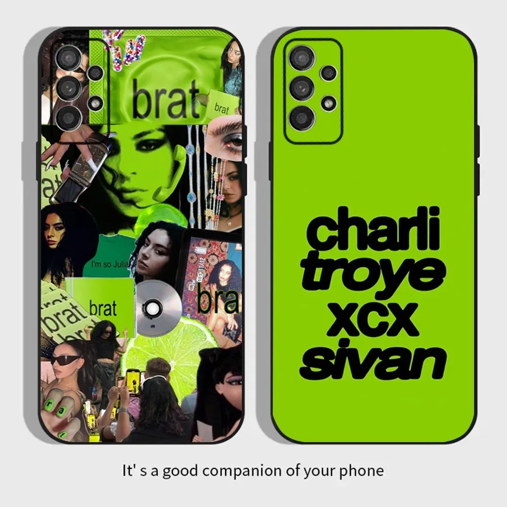 Singer C-Charli XCX Brat Phone Case For Samsung Galaxy A13,A21s,A22,A31,A32,A52,A53,A71,A80,A91 Soft Black Cover