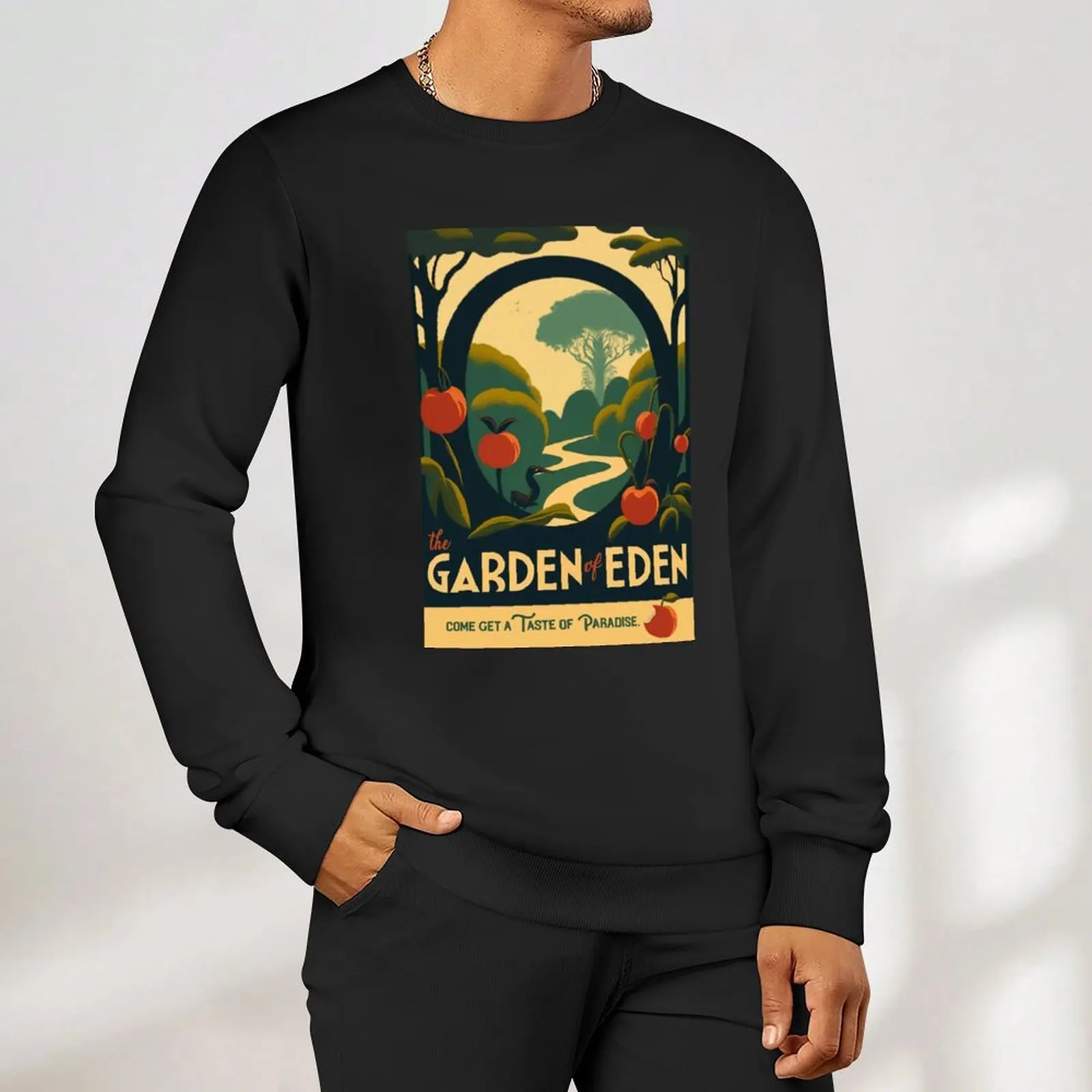 The Garden of Eden - بلوفر عتيق للسفر ملصق ملابس كورية ملابس رجالية ملابس رجالية مصممة ملابس رجالية سويت شيرت رجالي