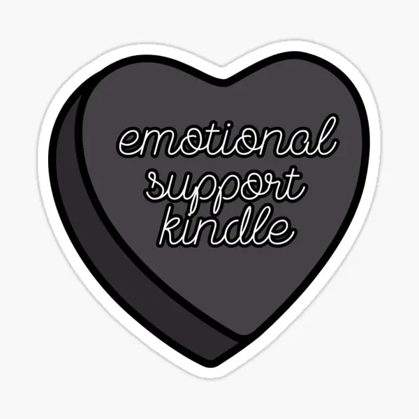 Emotional Support Kindle Black Heart  5PCS Stickers for Decorations Bumper Funny Kid Wall Background Laptop Window Home Decor