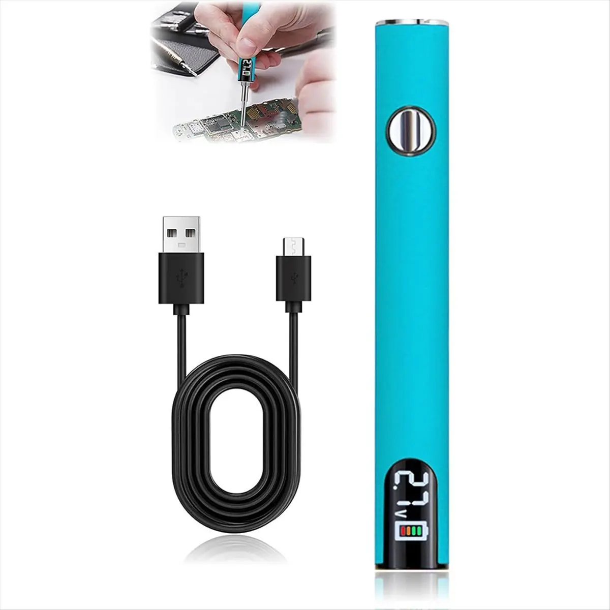 قلم عربة بطارية بخيط 510، قلم لحام لاسلكي قابل لإعادة الشحن 650 مللي أمبير في الساعة مع شاشة رقمية LED ودرجة حرارة قابلة للتعديل أ #4