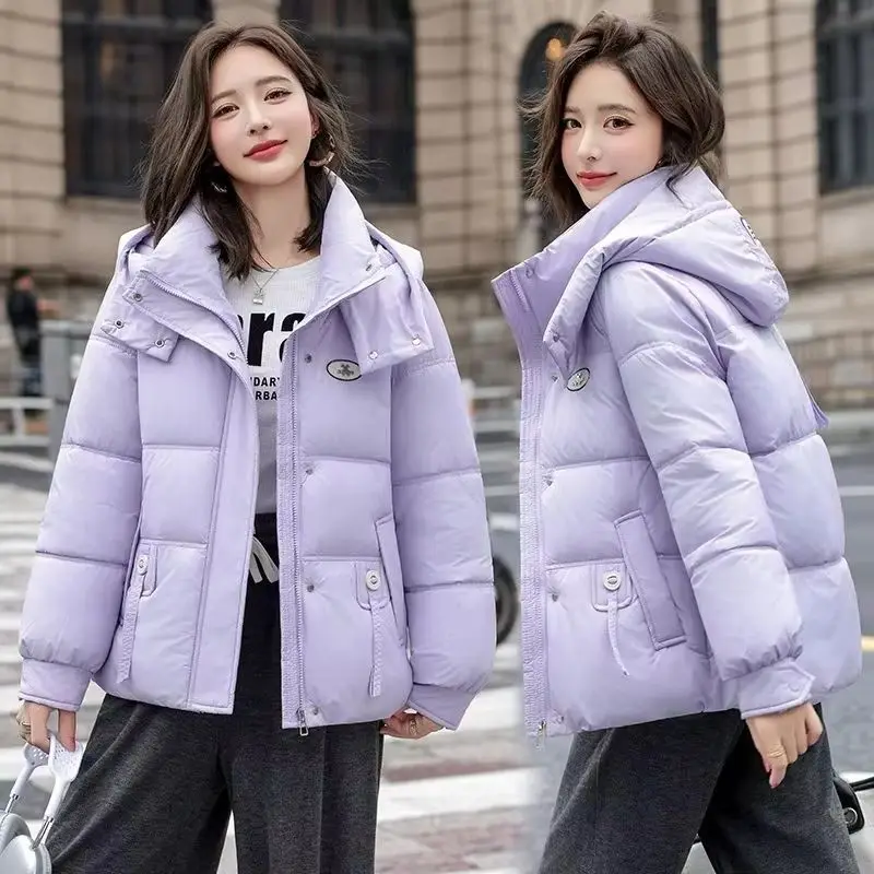 

2025 New Winter Korean Down Cotton Jacket Women Parkas Casual Middle-aged Mothers Loose Hooded Overcoat Outerwear Female