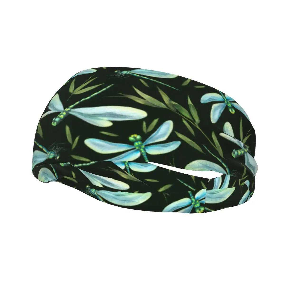 

Dragonflies With Bamboo Leaves Elastic Hair Band Yoga Headband Makeup Hair Hoop Headwrap