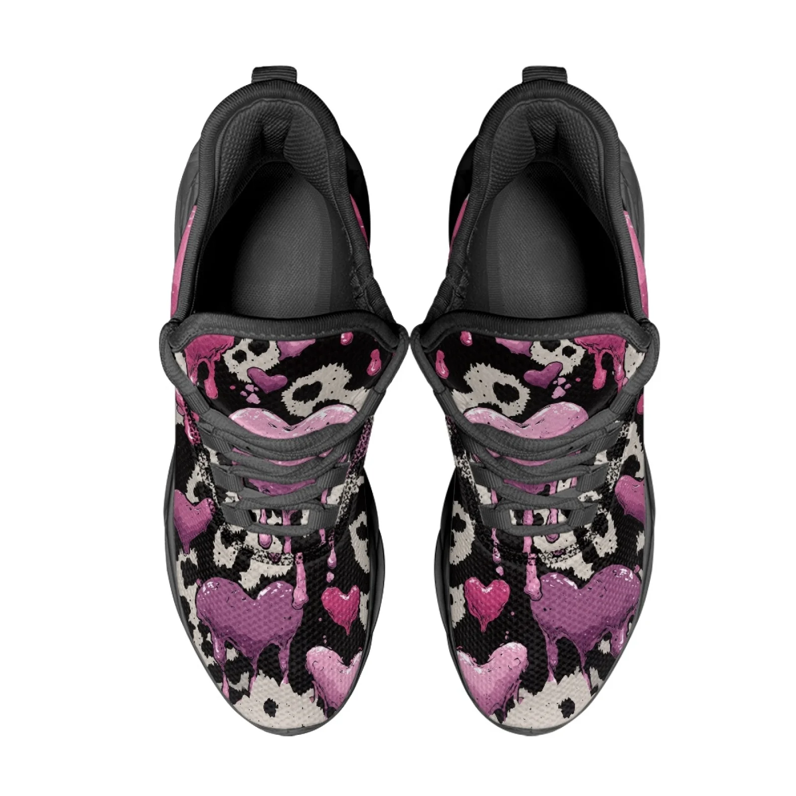 PENSTROLL Leopard Heart Breathable Fashion Sneakers for Youth Mesh & EVA Running Shoes Athletic Trainer