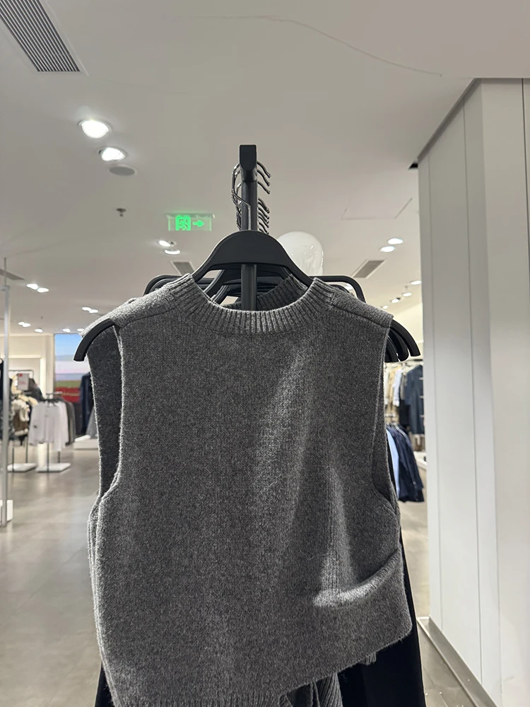 Autumn Winter Women's Open Design Mixed Knit Svel Sweater Low round Ne ort Sle  Color Commute Faion