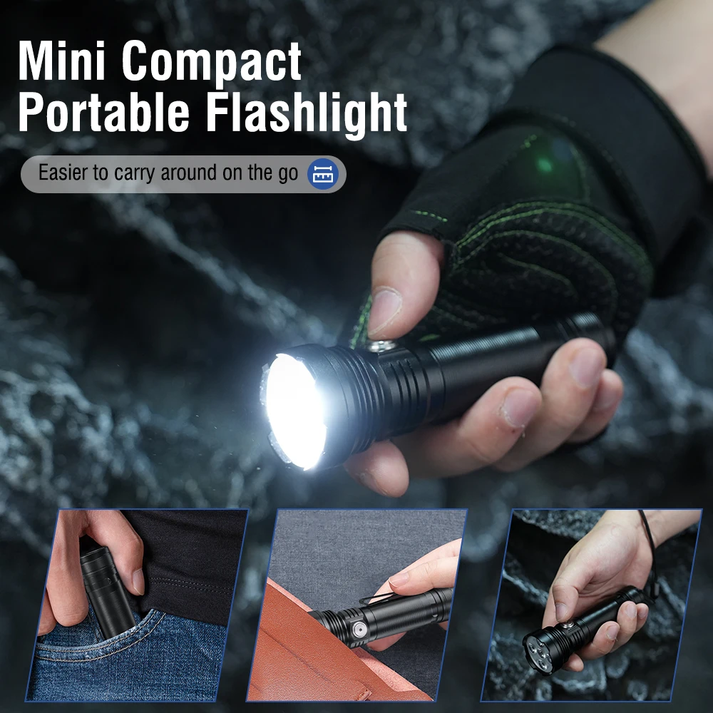 BORUiT ET28 LED Flashlight 2000LM 10 Modes Type-C Rechargeable Powerful Mini Torch With Clip 365 nm UV Camping Hiking Led Light