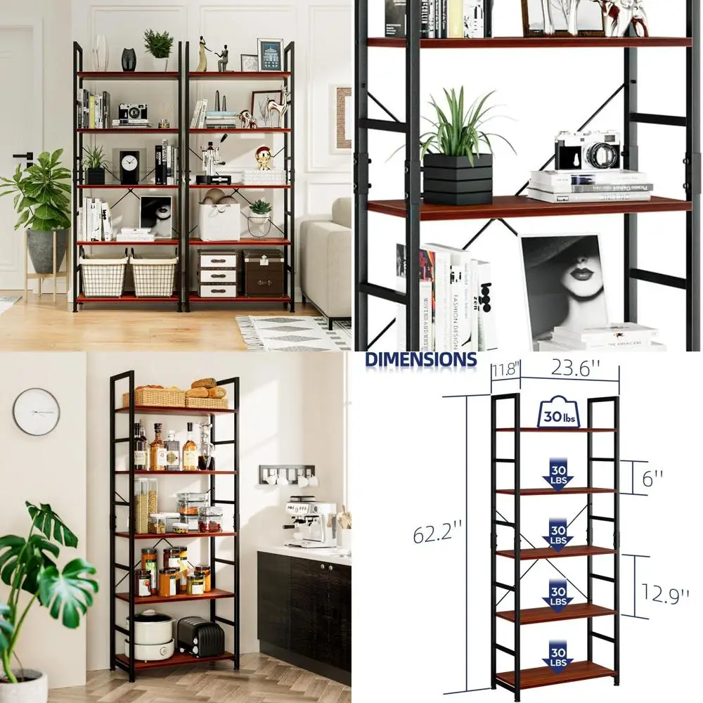 

Современная 5-ярусная книжная полка из тикового дерева для хранения, идеально подходит для дома и офиса