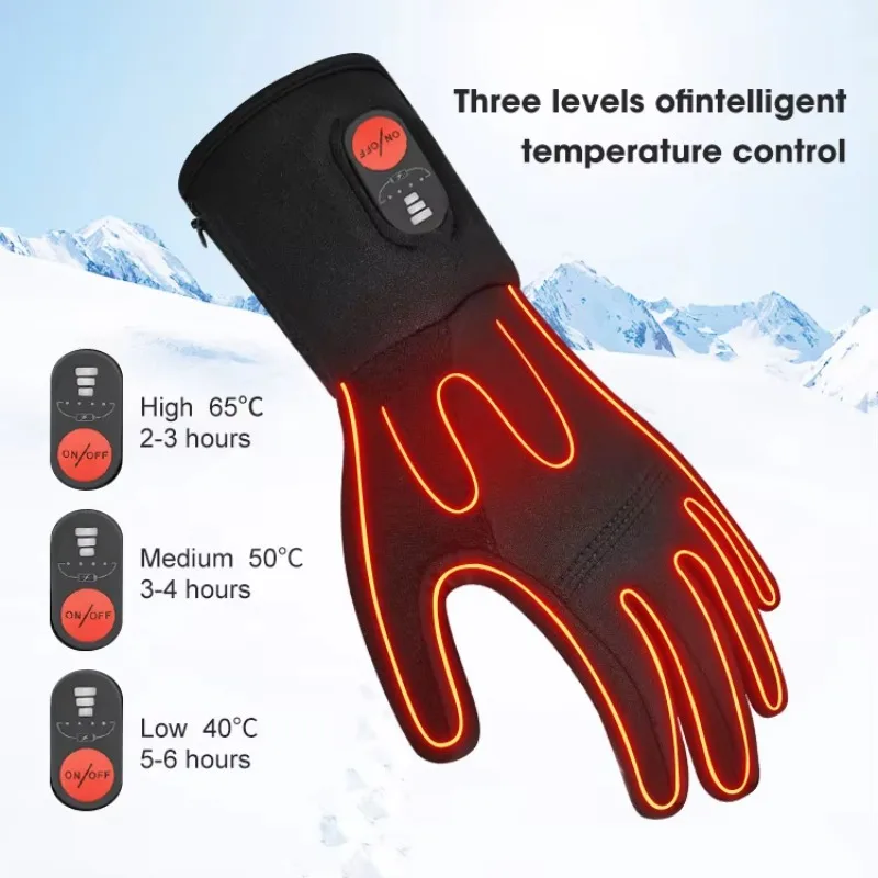 2026 Custom Men's Ski Gloves Full-Finger Thin Work Touch Screen Gloves Rechargeable Battery Heated Liners Winter Electric Gloves