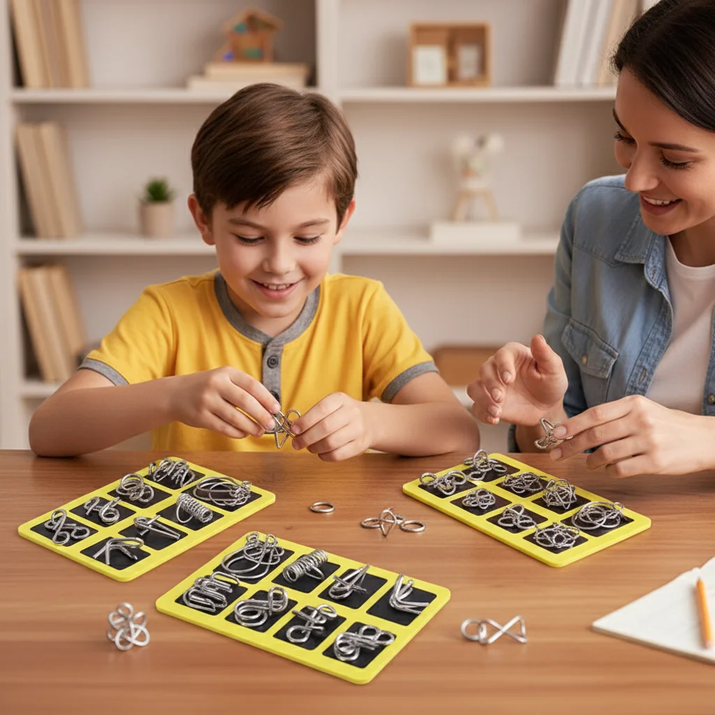 24Pcs Puzzle Unlocking Rings Set Iron Logic Toys for Kids Students Educational Traditional Design