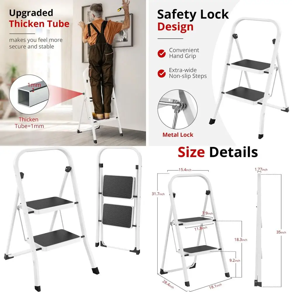 

Стремянка-трансформер, складная стремянка или табурет для взрослых с нескользящими ступенями, грузоподъемность 150 кг, для кухни, дома, белая