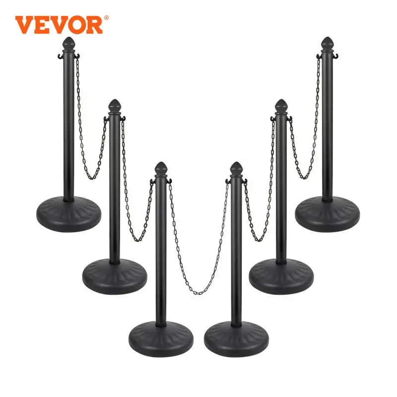 VEVOR 4pcs 6pcs Plastic Stanchion Outdoor Queue Barrier C-Hooks Fillable Base with 39Inch Plastic Chain for Access Crowd Control