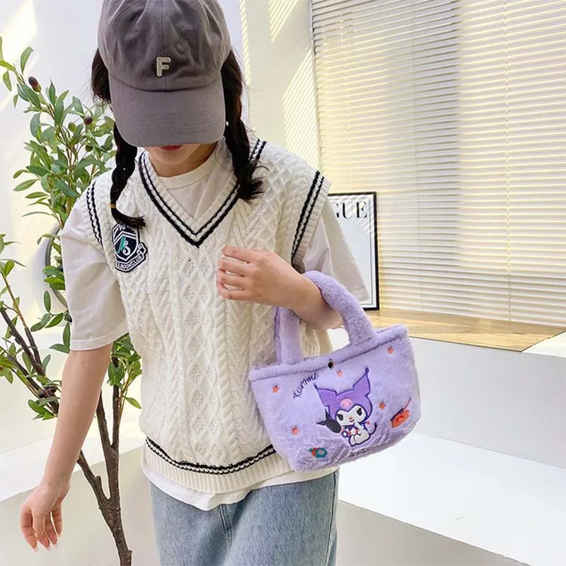 Sac à main en peluche Sanurgente pour filles, sac à main Cinnamoroll, sac à dos My Melody, Hello Kitty, sacs fourre-tout Poudres, cadeau Anime Kawaii, initié Kuromi