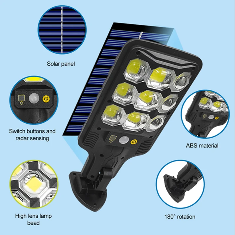 Farolas solares para exteriores, lámpara LED COB con Sensor de movimiento, 3 modos de iluminación, impermeable, para jardín, Patio, camino, 1-4 piezas