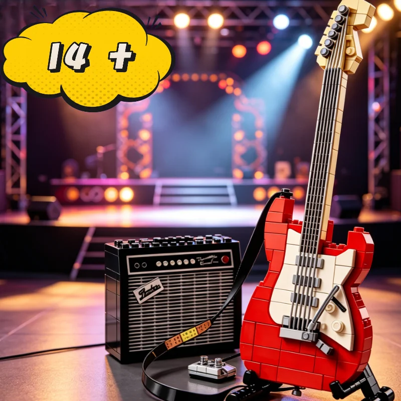 2026 New Good Sales 1074 Pieces Guitar Instrument Building Blocks Set Compatible With Standard Brick Particles Popular Diy Gifts