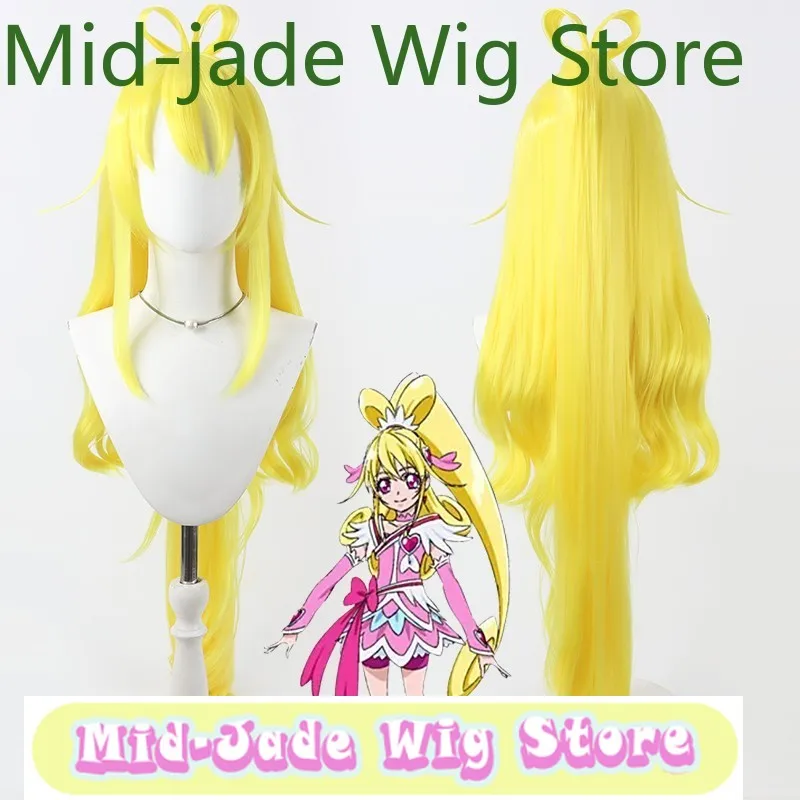 نبضات القلب ضوء فتاة الجمال Ai Sagata شعر مستعار تأثيري الأصفر سبليت ذيل حصان أنيمي لعبة هالوين عرض الواقع الباروكات #1