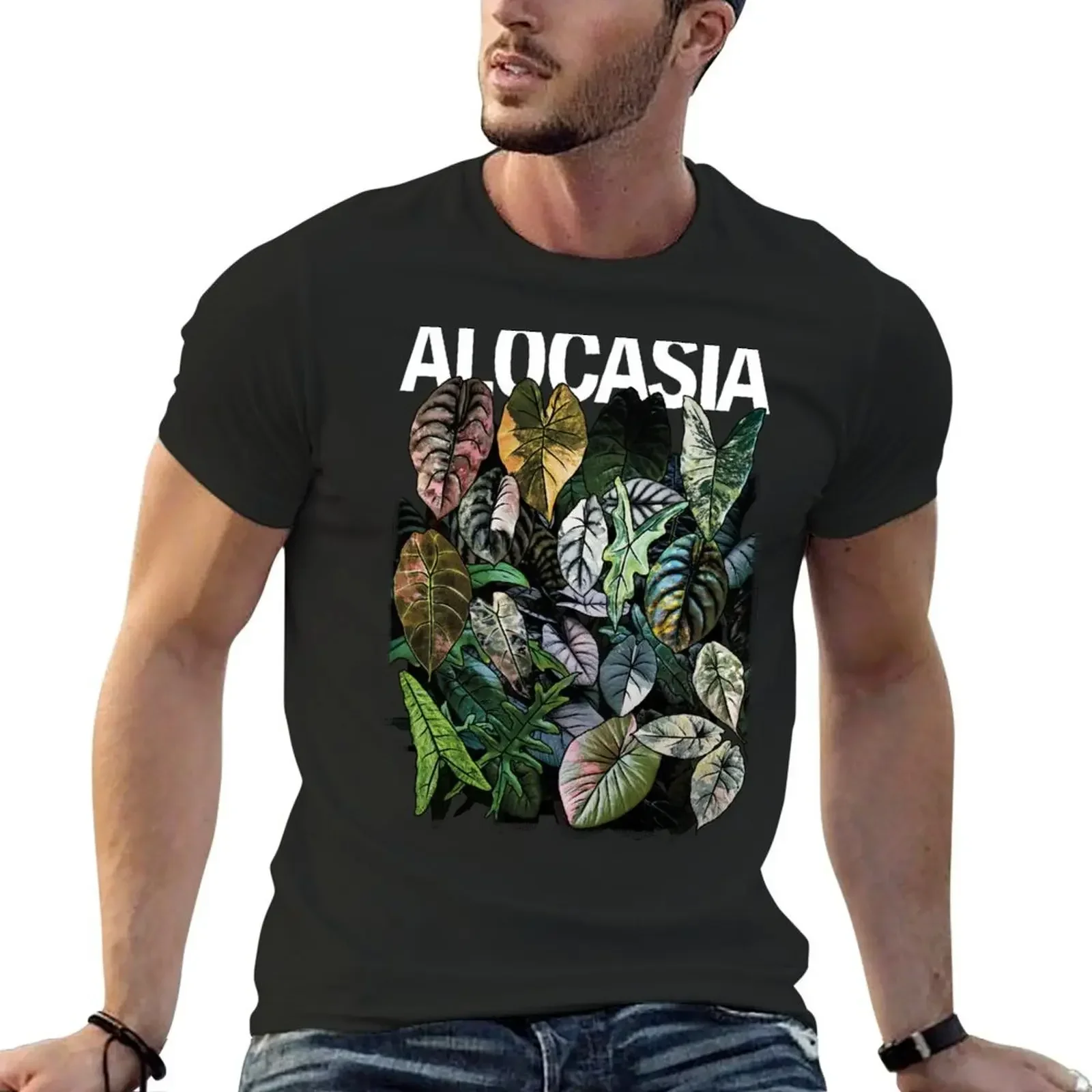 ALOCASIA JUNGLE Variegated T-Shirt plus size tops hippie clothes mens t shirts