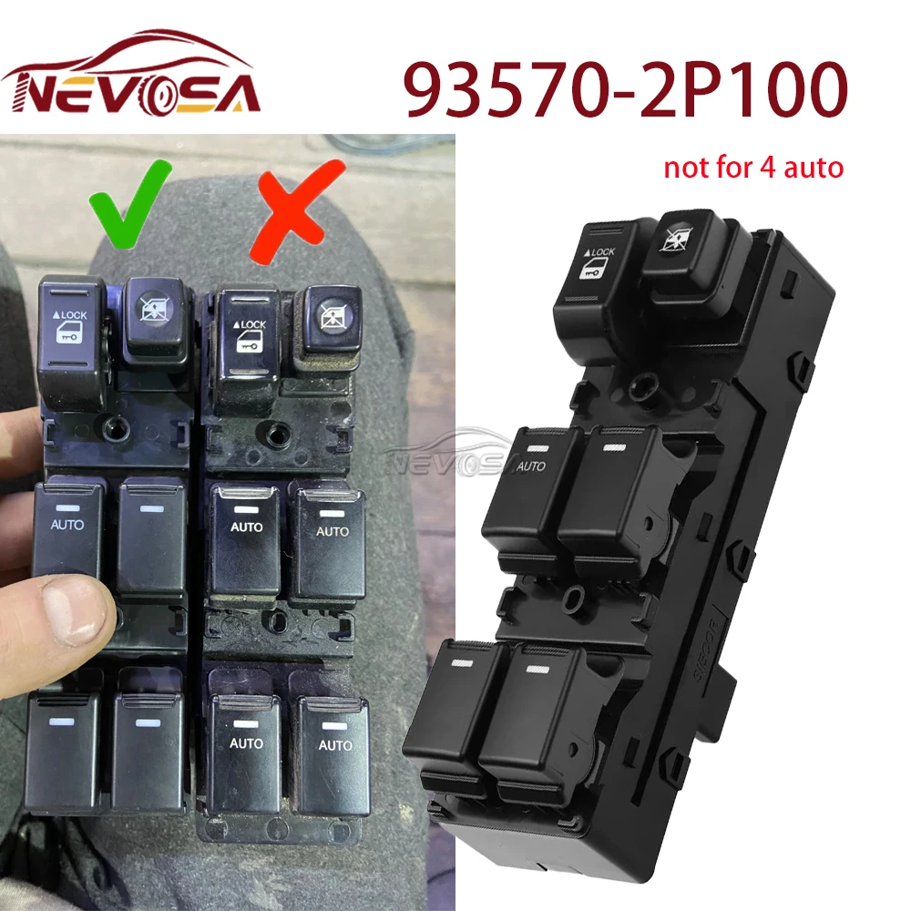 NEVOSA Front Left Driver For Kia Sorento 2010 2011 2012 2013 Electric Power Window Switch 93570-2P100 93570-2P200 93570-2P100VA