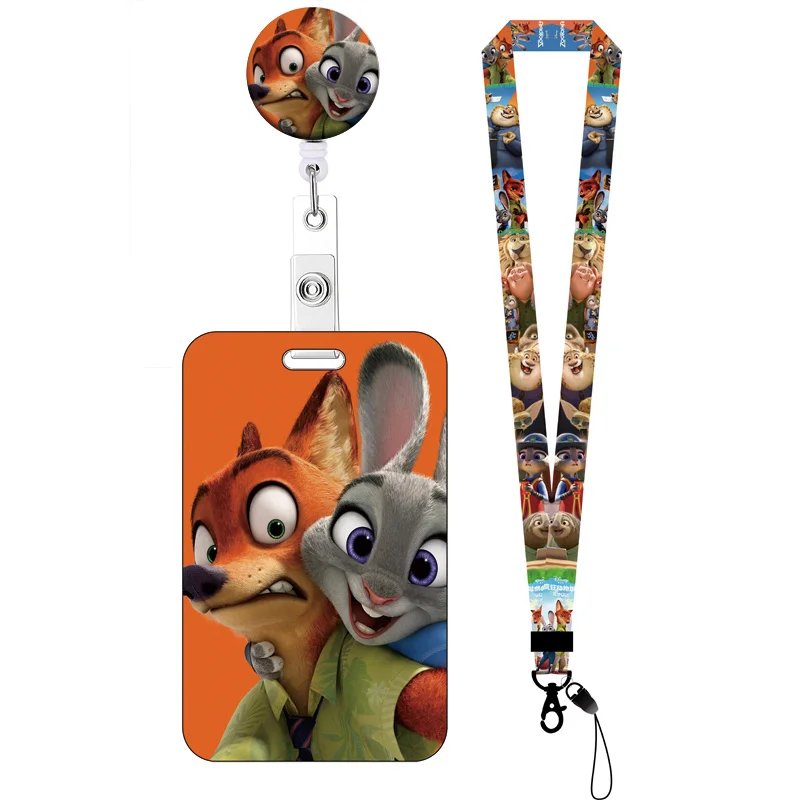 Disney Zootopia Karten halter Lanyard für Schlüssel bund einziehbare Clip ID-Karten halter Hals riemen Tür Abzeichen halter Rolle Yoyo