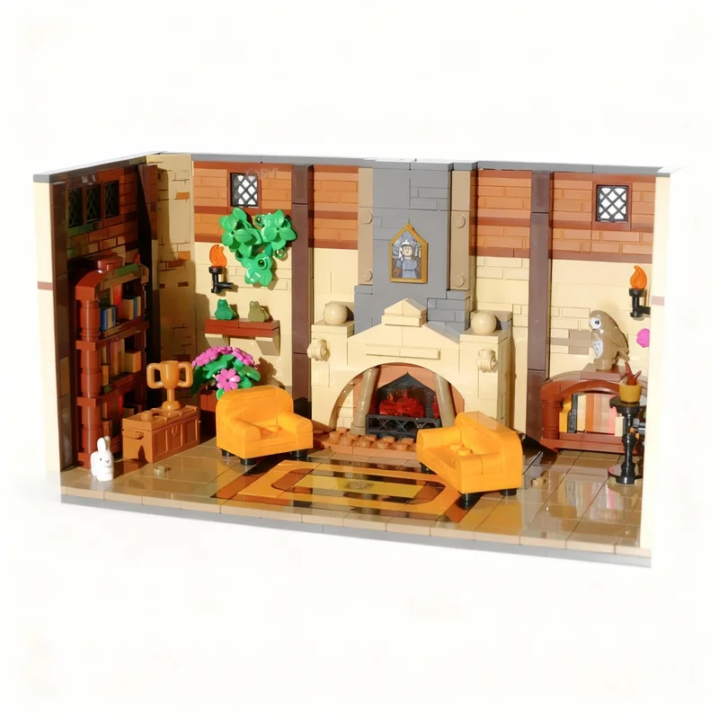 786pcs MOC Black Yellow Magical Common Room Harry Model Building Blocks Architecture Toy Christmas Gifts Kids Education Brick