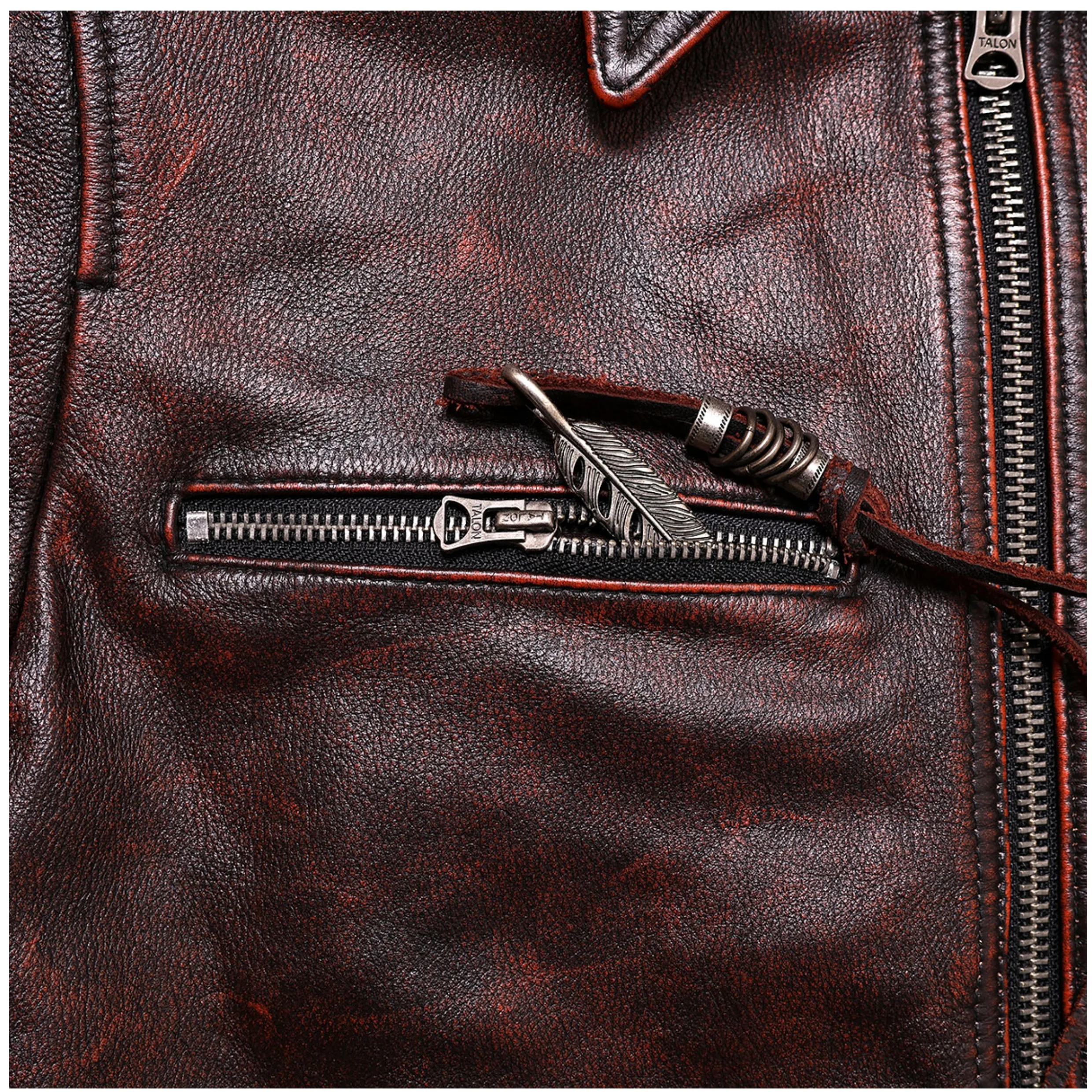 سترة طيار عتيقة من خياط براندو هارتمان مغسولة بعمر محبب بالكامل من جلد البقر للرجال سترة قصيرة من الجلد الطبيعي