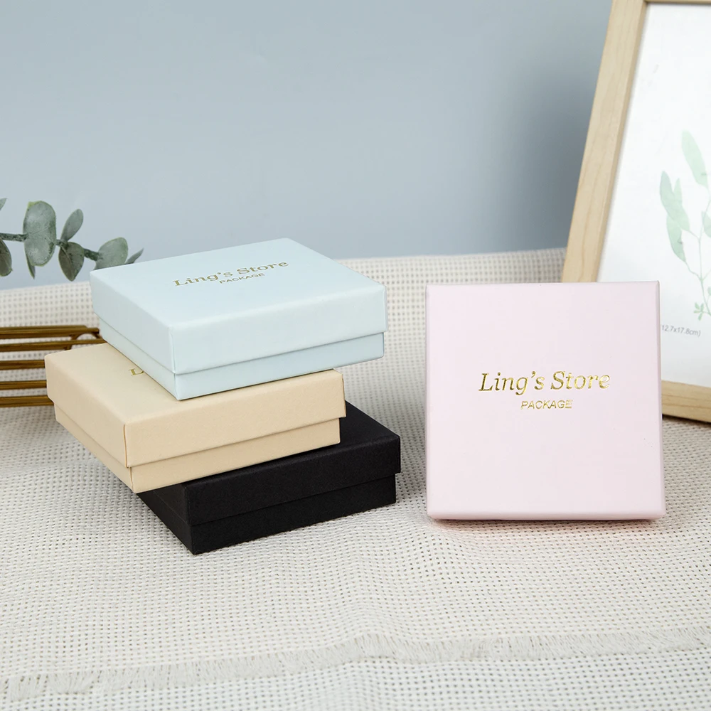 

24Pcs Chic Jewelry Paper Lid Box Rings Earrings Bracelet Pendant Studs Necklace Organizer Can Custom Personalized Logo Name Text