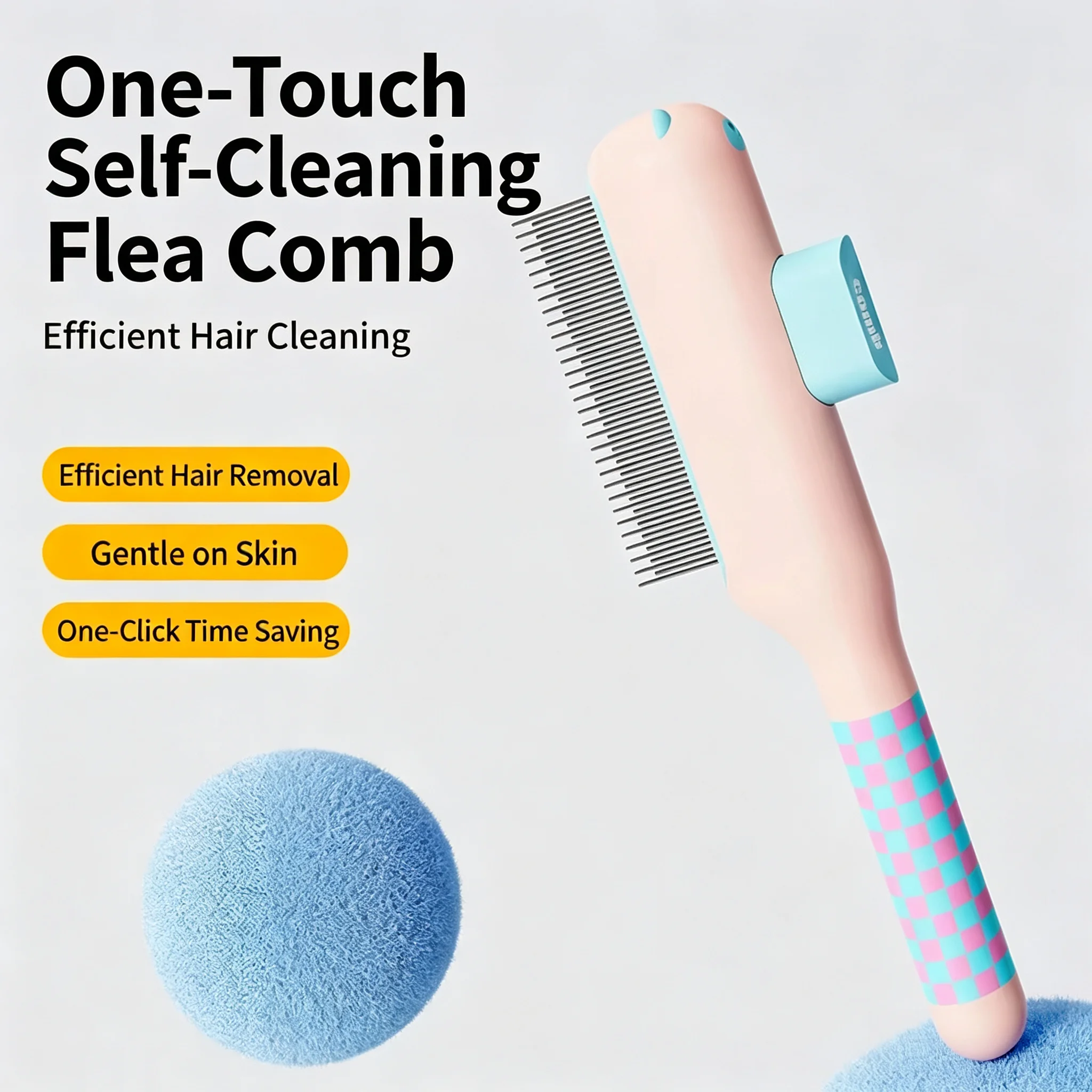 Cat Comb, Pet Grooming Comb, Pet Hair Removal Comb, Needle Comb, One-Click Hair Removal, Specialized Flea Comb, Pet Comb