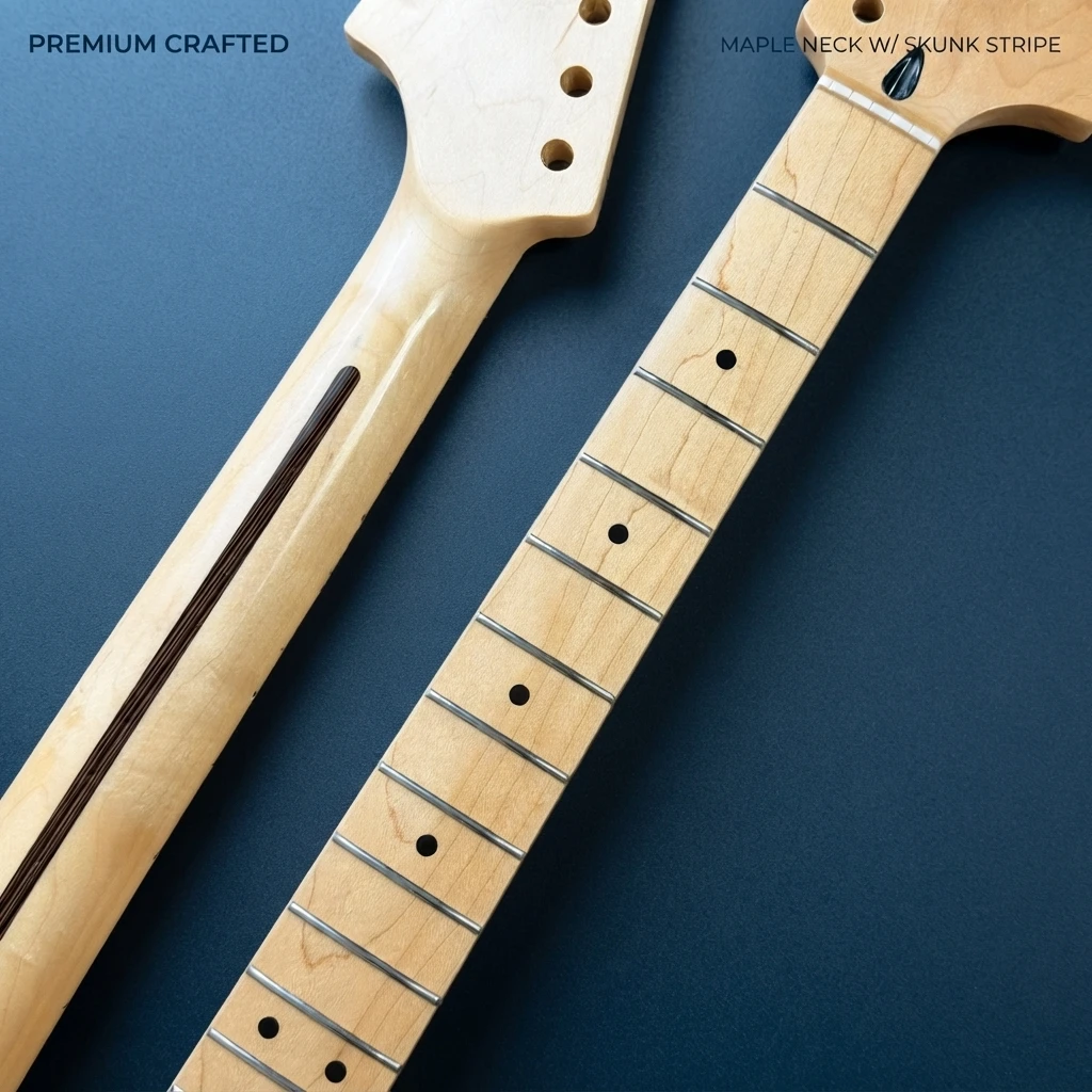 ST Style Big Headstock Guitar Neck 22 Fret Maple Fingerboard 255 Scale Custom Replacement Electric Basswood Body Solid