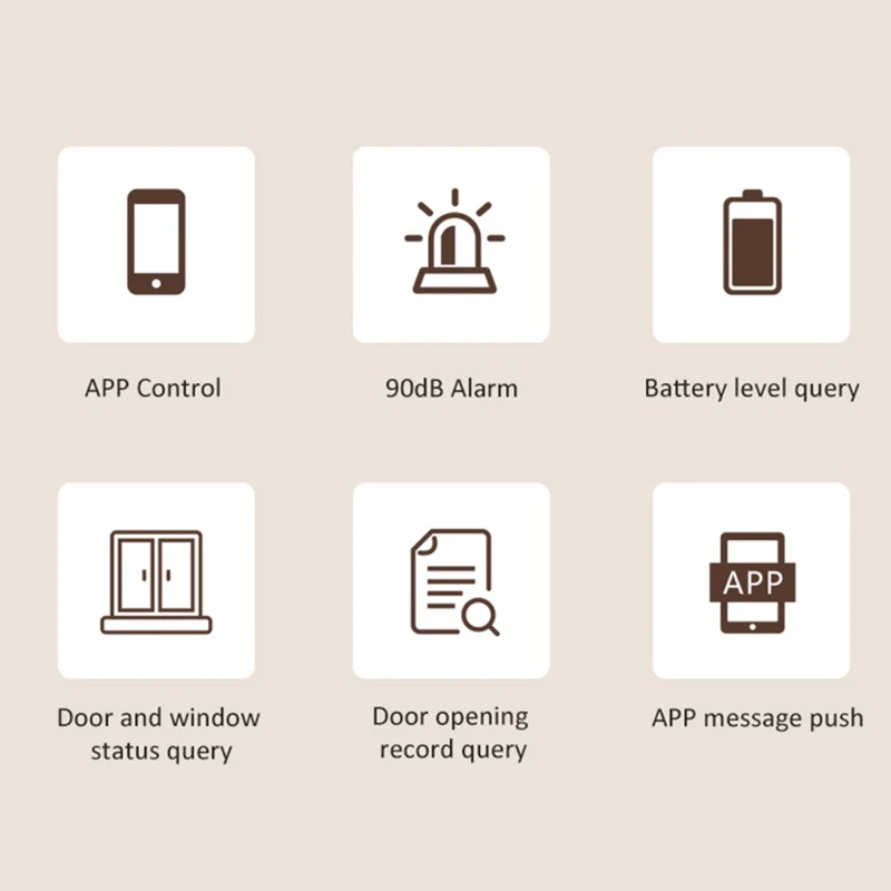 Inteligente WiFi Porta e Janela Alarme Sensor, Abrir e Fechar Função de Detecção, Alarme Anti-Roubo Remoto