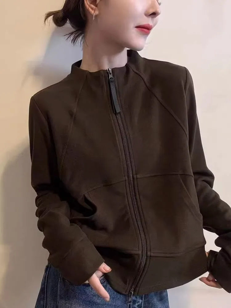 

Женская утепленная куртка Uriori Zhizhua с воротником-стойкой на молнии, в корейском стиле, для повседневной носки, ветрозащитная, однотонная, прямого кроя