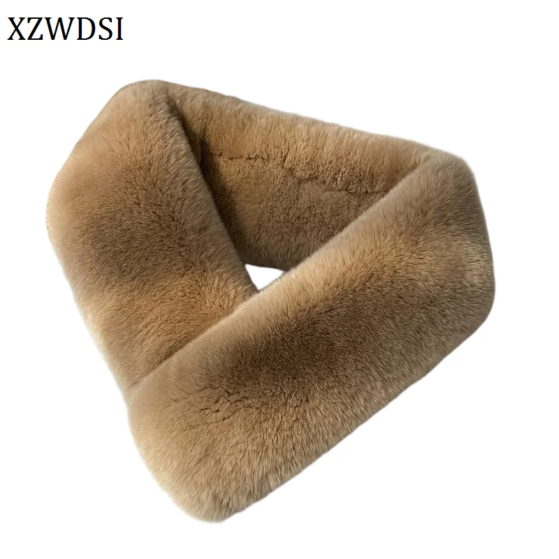 

Soft Plush Real Rex Rabbit Fur Scarves For Women Winter Real Fur Neck Warmer