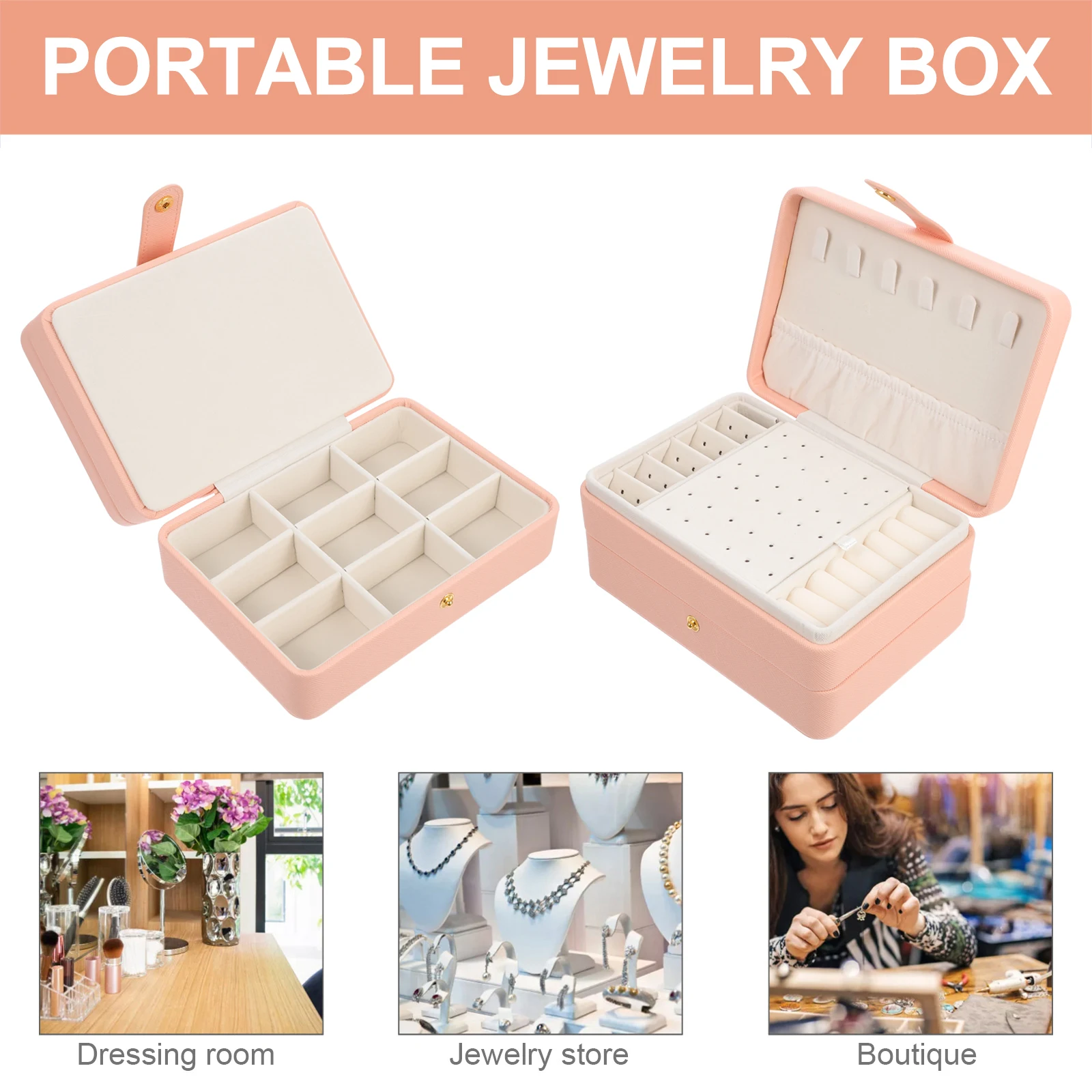Портативная шкатулка для драгоценностей для женщин и девочек, дорожные чехлы, серьги, ожерелье, контейнеры для хранения мелких предметов, домашний декор из искусственной кожи, идеи подарков