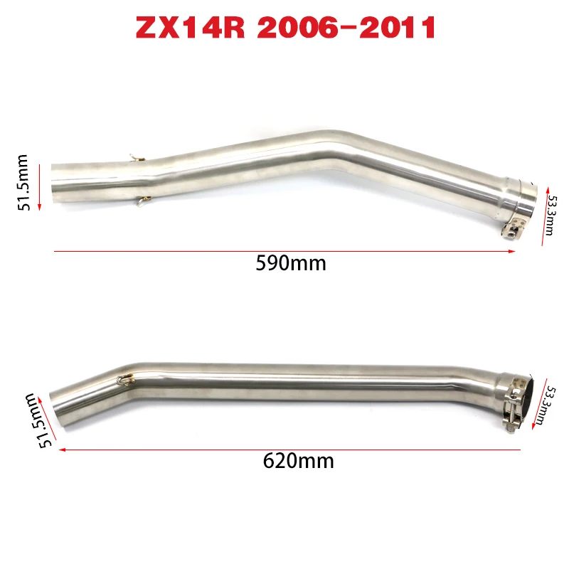 For Kawasaki ZZR1400 Ninja ZX14R 2006-2016 Stainless Mid Link Pipe Muffler Exhaust Pipe ZX-14R ZX 14R Full System Slip On