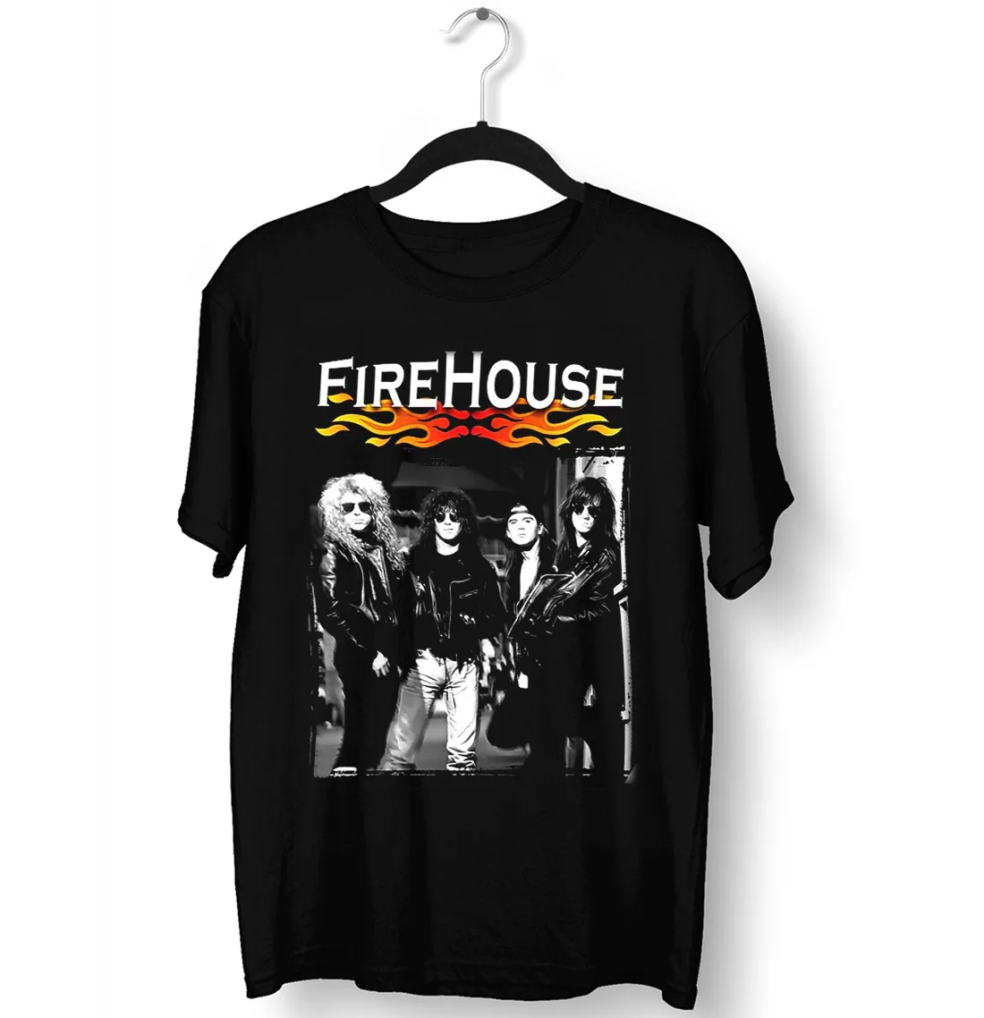 

Хлопковая черная рубашка унисекс Firehouse Band с коротким рукавом, все размеры