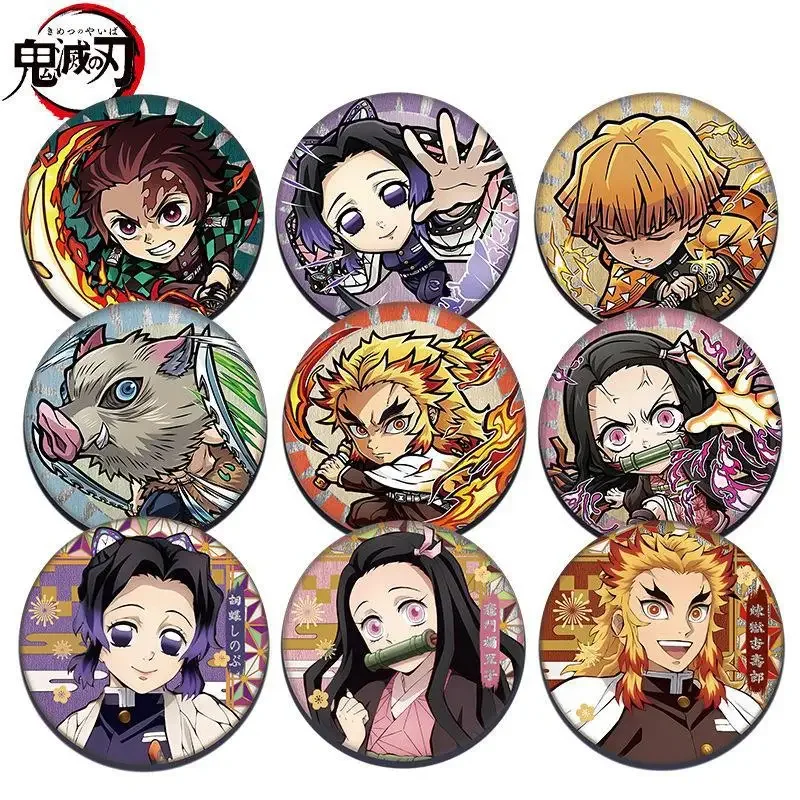 Anime Demon Slayer Nezuko Tanjirou Kyoujurou Giyuu Metal badge brooch Goods Backpack pendant decoration collect Gifts