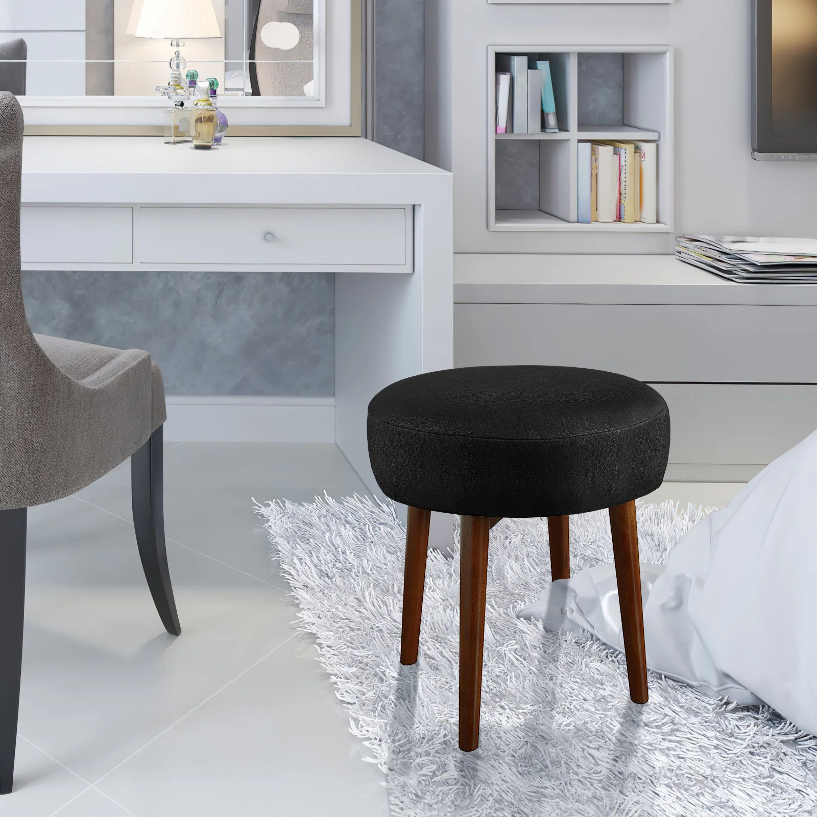 

Round Stool Cushion Cover Thickened Anti Wrinkle Elastic Edge Non Slip Base Bar Stool Chair Protector Slipcover