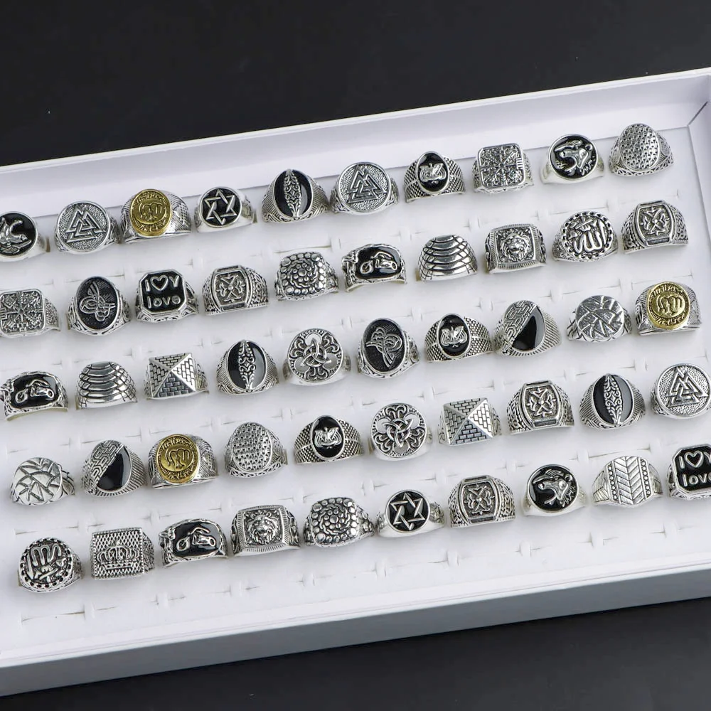 10/20/30/50Pcs/Lot Classics Vintage Fashion Punk Luxury Fingers Rings For Men Women Mixed Style Jewelry Party Gifts Accessories