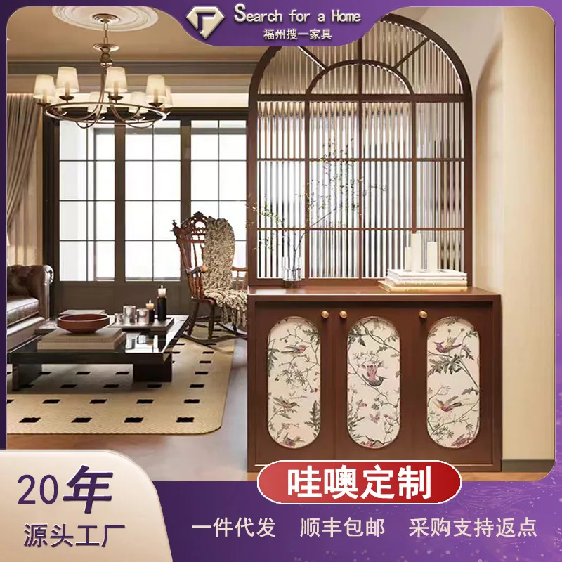 

Индивидуальный французский шкаф на крыльце, гостиная из цельного дерева, домашний вход, стеклянная лаковая картина, легкий роскошный ретро-шкаф-ведро