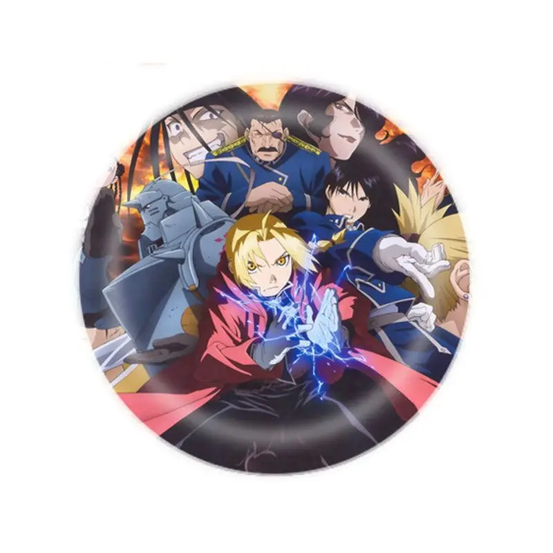 Fullmetal Alchemist Anime Figure Edward Elric Alphonse Elric Pattern Metal Circular Badge Bag Jewelry Accessories for Fans Gifts