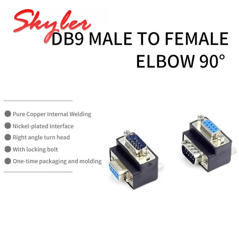 1pc Elbow DB9 Conversion Plug Adapter Soldering 90 Degree Male to Female L-type Plugs Sensor 9 Pin Serial Port RS232 Connector