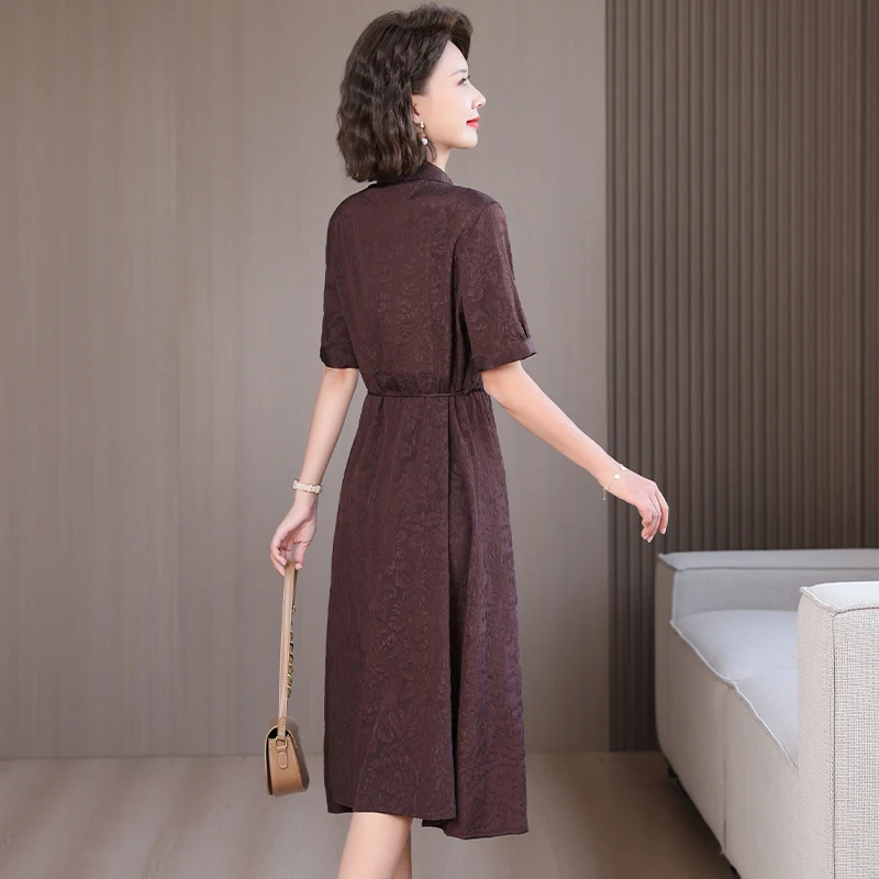 Verano estilo chino seda Jacquard Midi Sundress 2025 mujeres Boho moda Casual bordado Vestido elegante lujo Festival Vestido