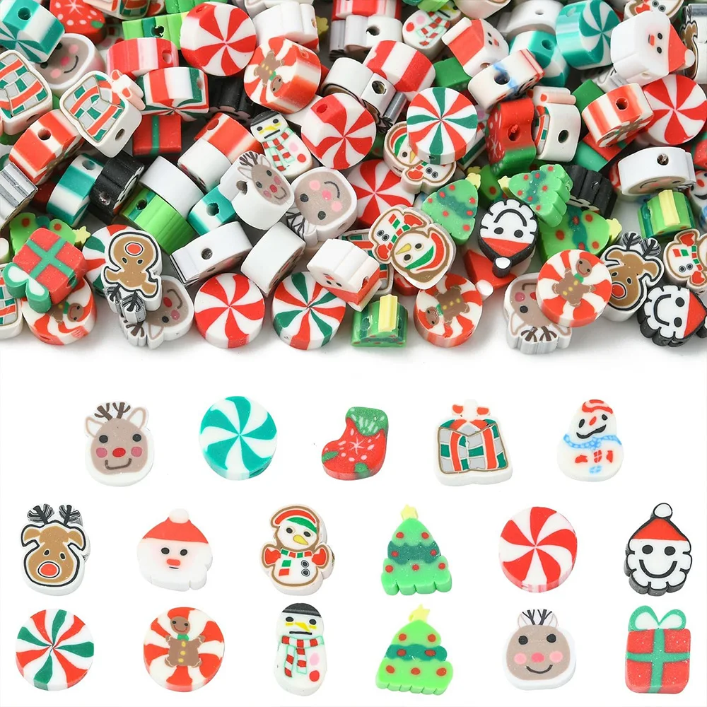 16/45/95pcs Multi-color Christmas Series Polymer Clay Beads,Beads & Bead Assortments,can Be DIY Jewelry Decoration Accessories