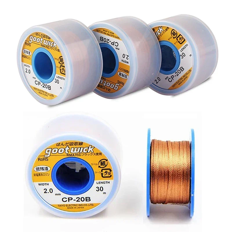 Original Japan GOOT Desoldering Wicks Braid Copper Wire Solder Remover BGA Solder Wick RoHs Lead-free MSDS Welding Flux Tools