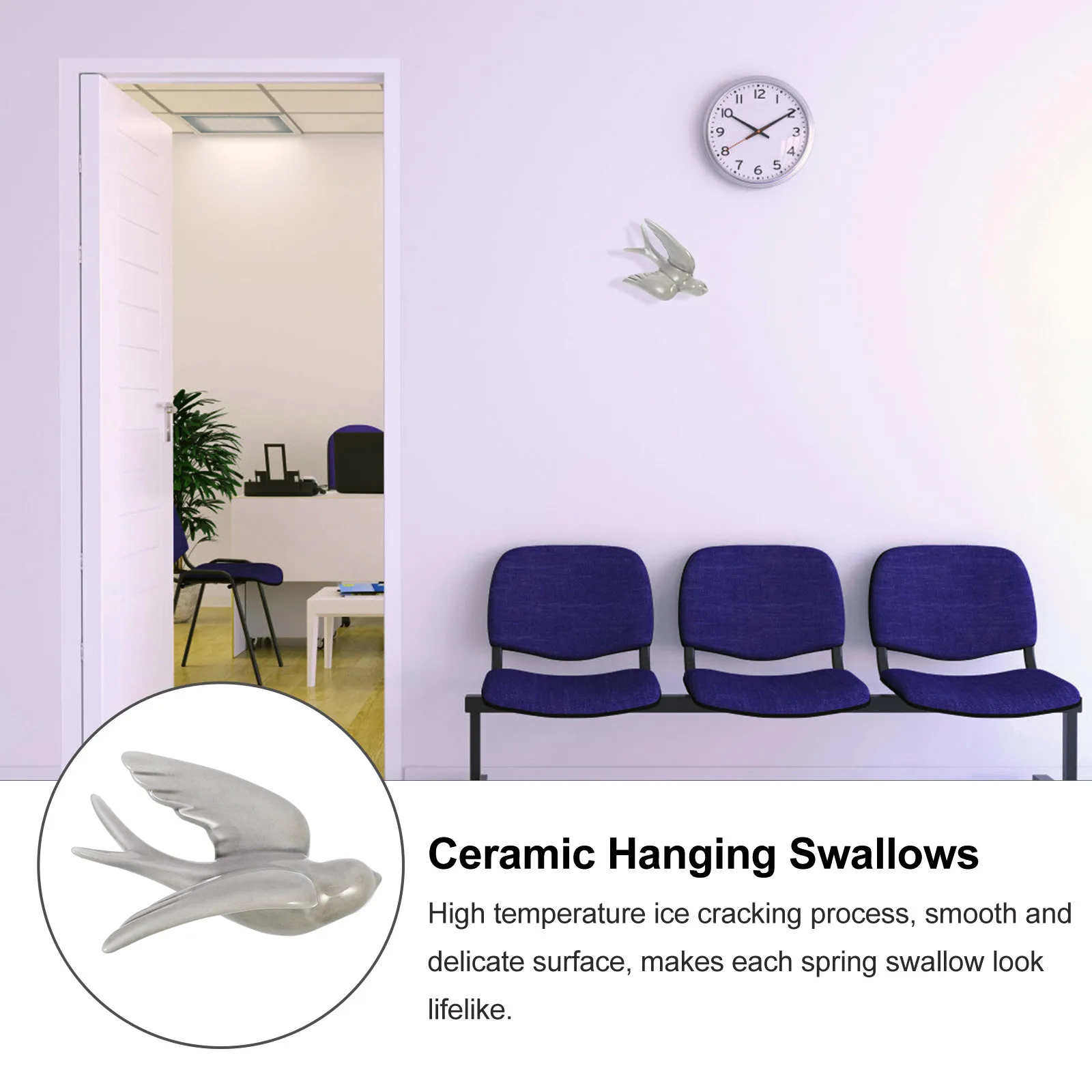 1Pcs Colorful Ceramic Birds Wall Mounted Decor High Temperature Ice Cracking Process Indoor Outdoor Nordic Hanging Wall Art Home