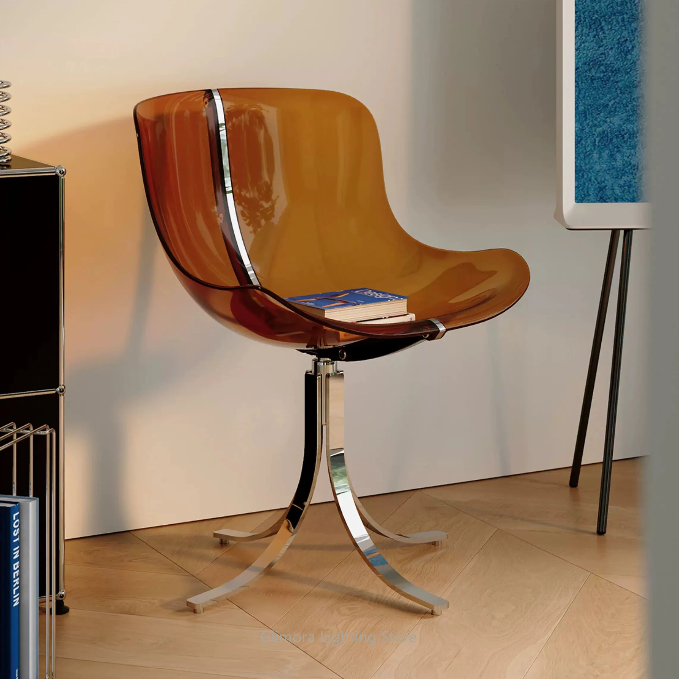 Modern Minimalist Clear Plastic Dining Chair with Ergonomic Backrest, Durable Stackable Seat for Home Restaurant