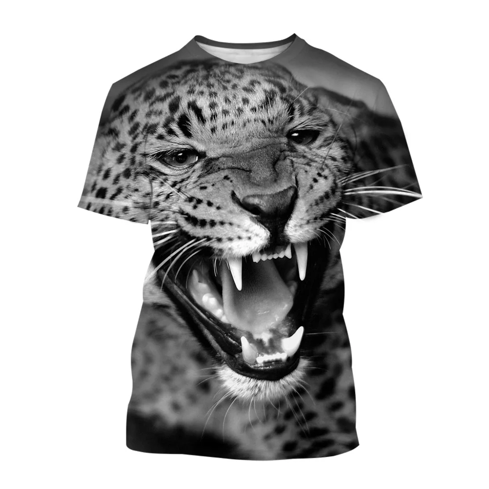 New Leopard Print T-shirts For Men And Women Trend Hip Hop Punk Tees Streetwear Oversized Loose Casual O-neck Short Sleeve Shirt