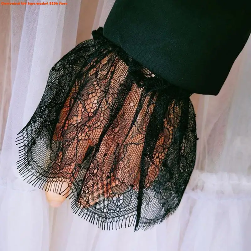 أكمام أذرع مزيفة للنساء مع شرابات قصيرة باللونين الأبيض والأسود، إكسسوارات جميلة من الدانتيل، زينة خارجية #2