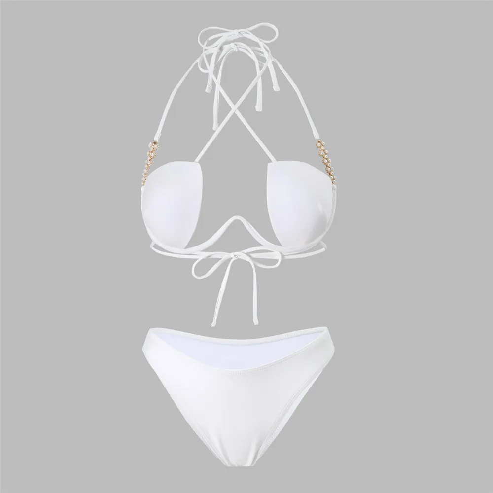 Sexy croix String noir Push Up Bikinis ensembles maillot de bain femmes évider été vacances maillots de bain coupe haute baigneur 2025 Bikini Donna